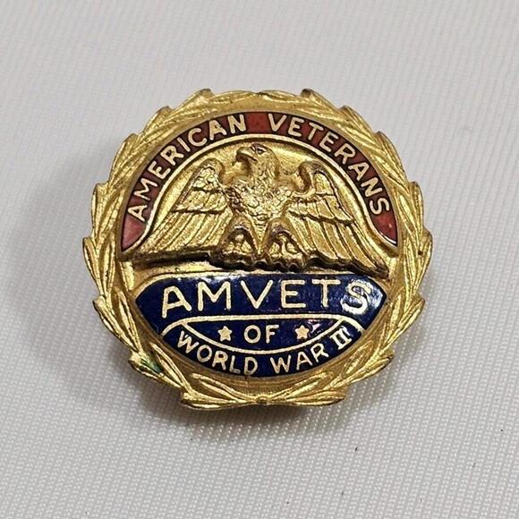 Other - Vintage Amvets Lapel Pin American Veterans of WWII World War II Eagle Screw Back